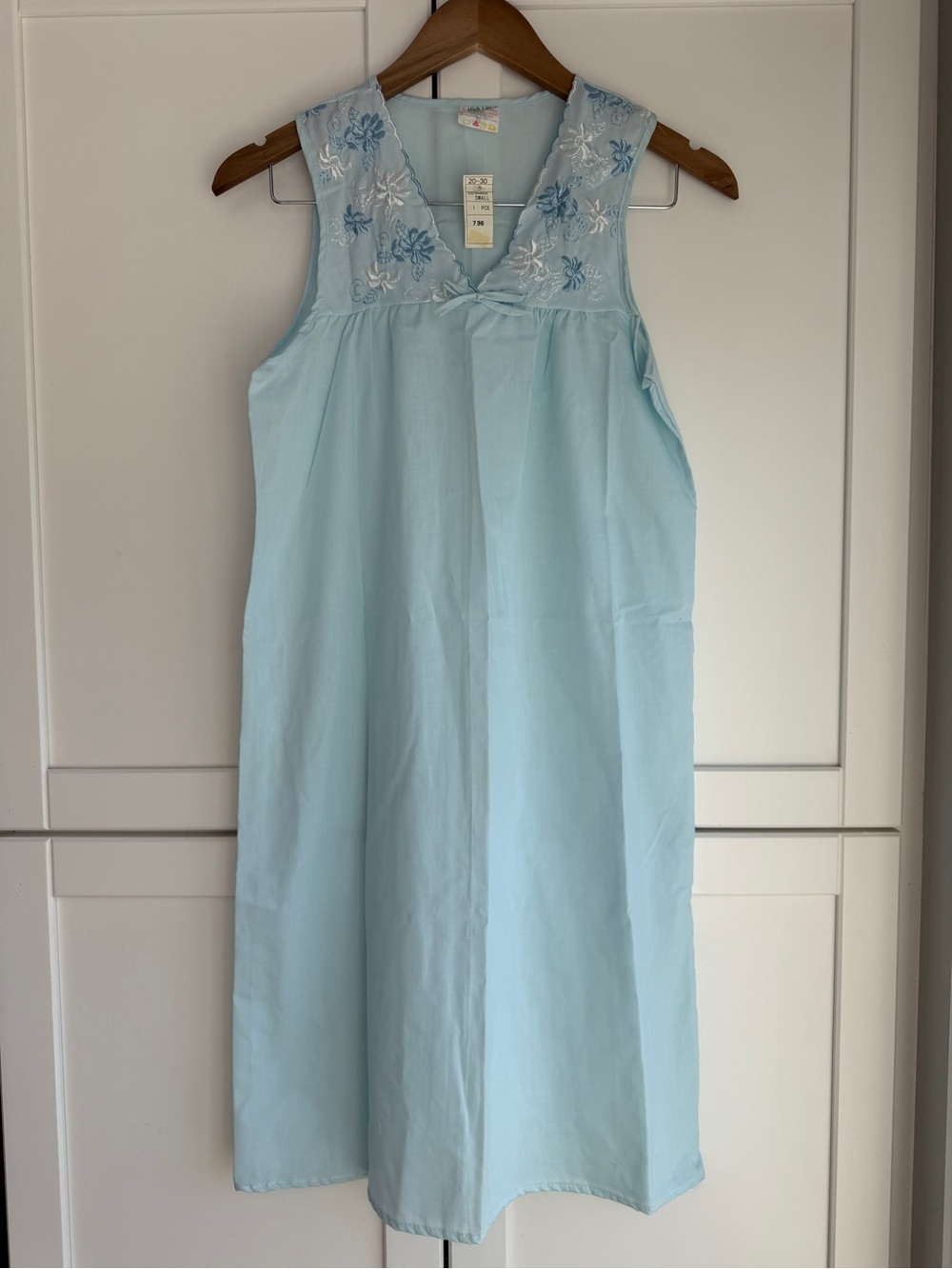 NWT Vintage Blue Embroidered Nightgown Size S Cottagecore Prairie Feminine
